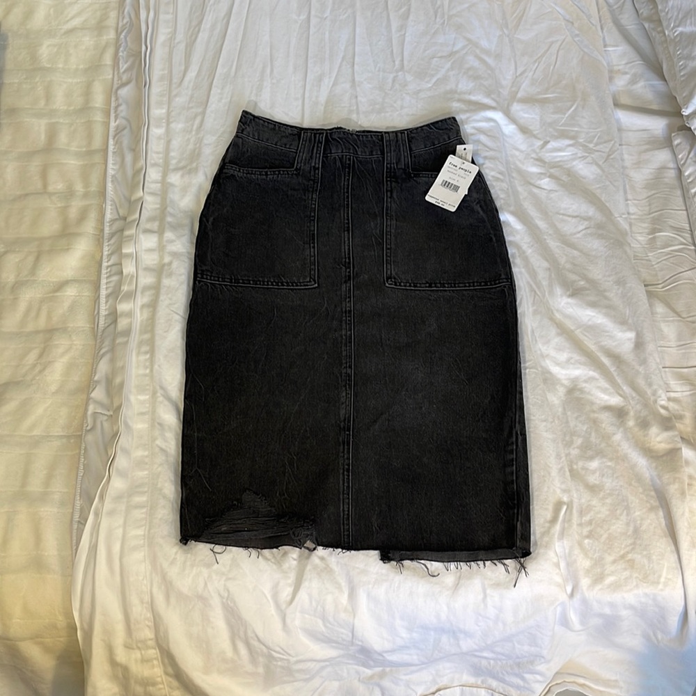NWT Free People Distressed Jean Skirt